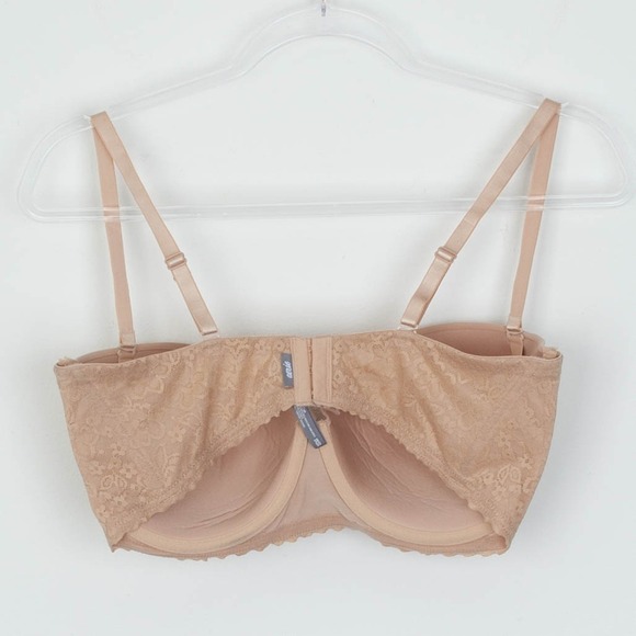 Aerie Strapless Push Up Lace Trim Convertible Bra Nude Size 38DD Underwire - Picture 2 of 5